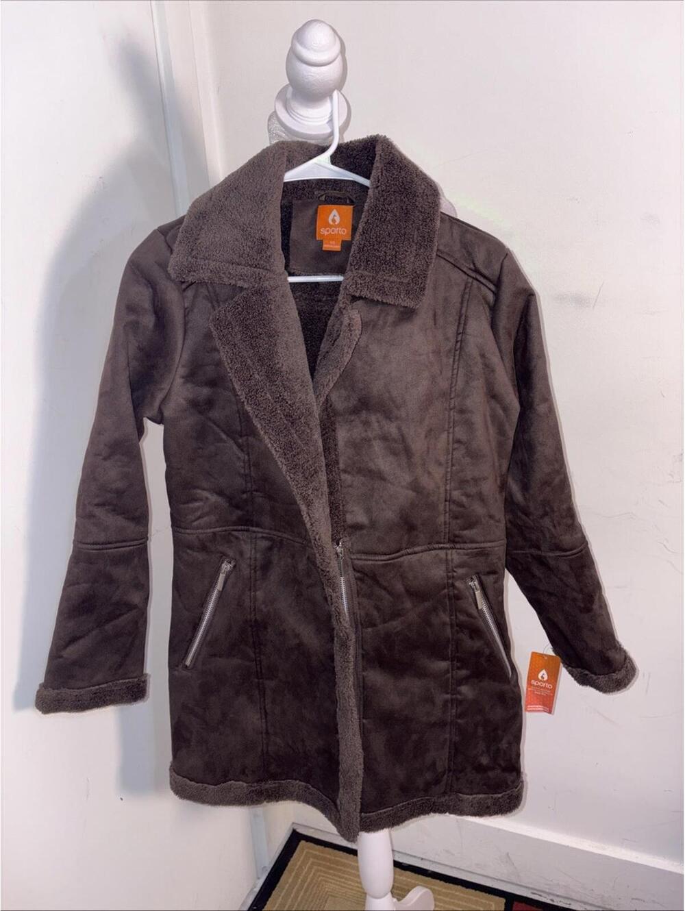 NWT Sporto Brown shearling-style coat XS  New With Tags Brown